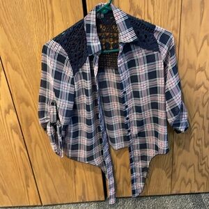 Rue 21 Purple and Black Small Button Shirt